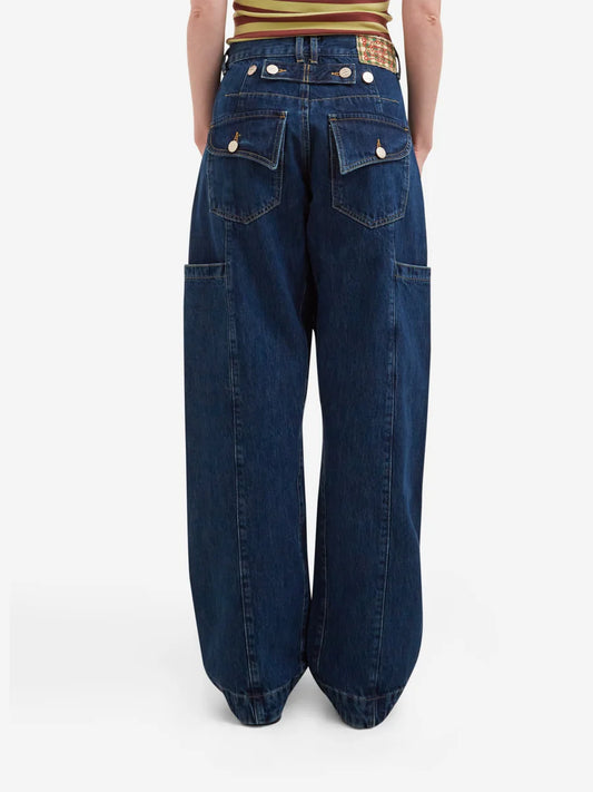 Damson Madder Nina Barrel Jean - Mid Blue Wash