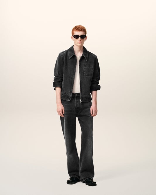 Blouson Noir Zippé Ami De Coeur Ton Sur Ton en Coton