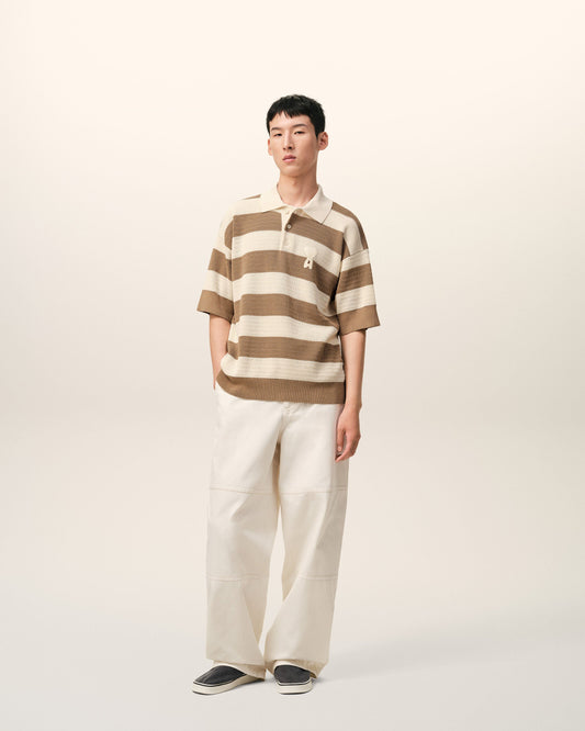 Polo Blanc Et Marron Ami De Coeur en Coton