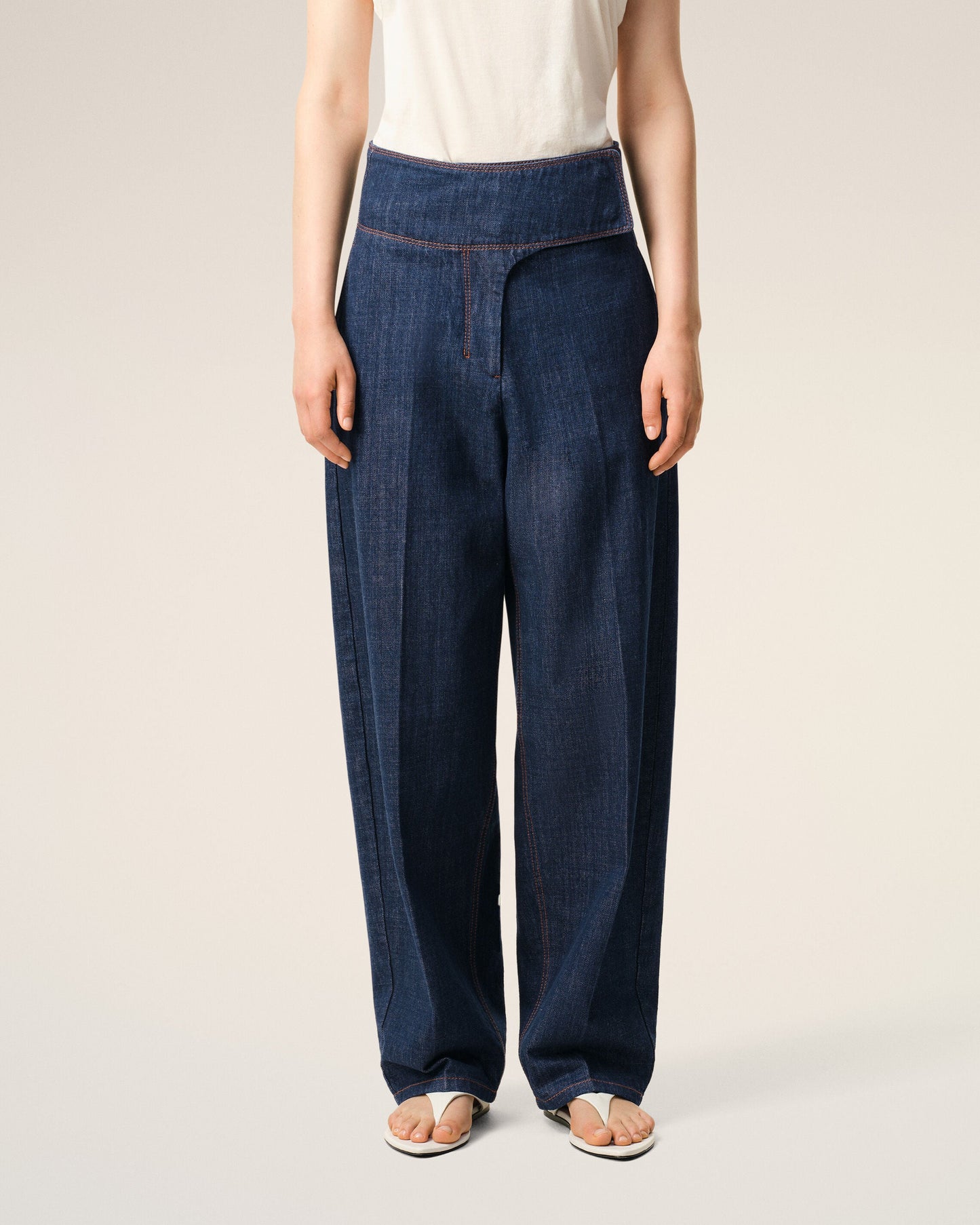 Jean Bleu A Ceinture Portefeuille en Coton