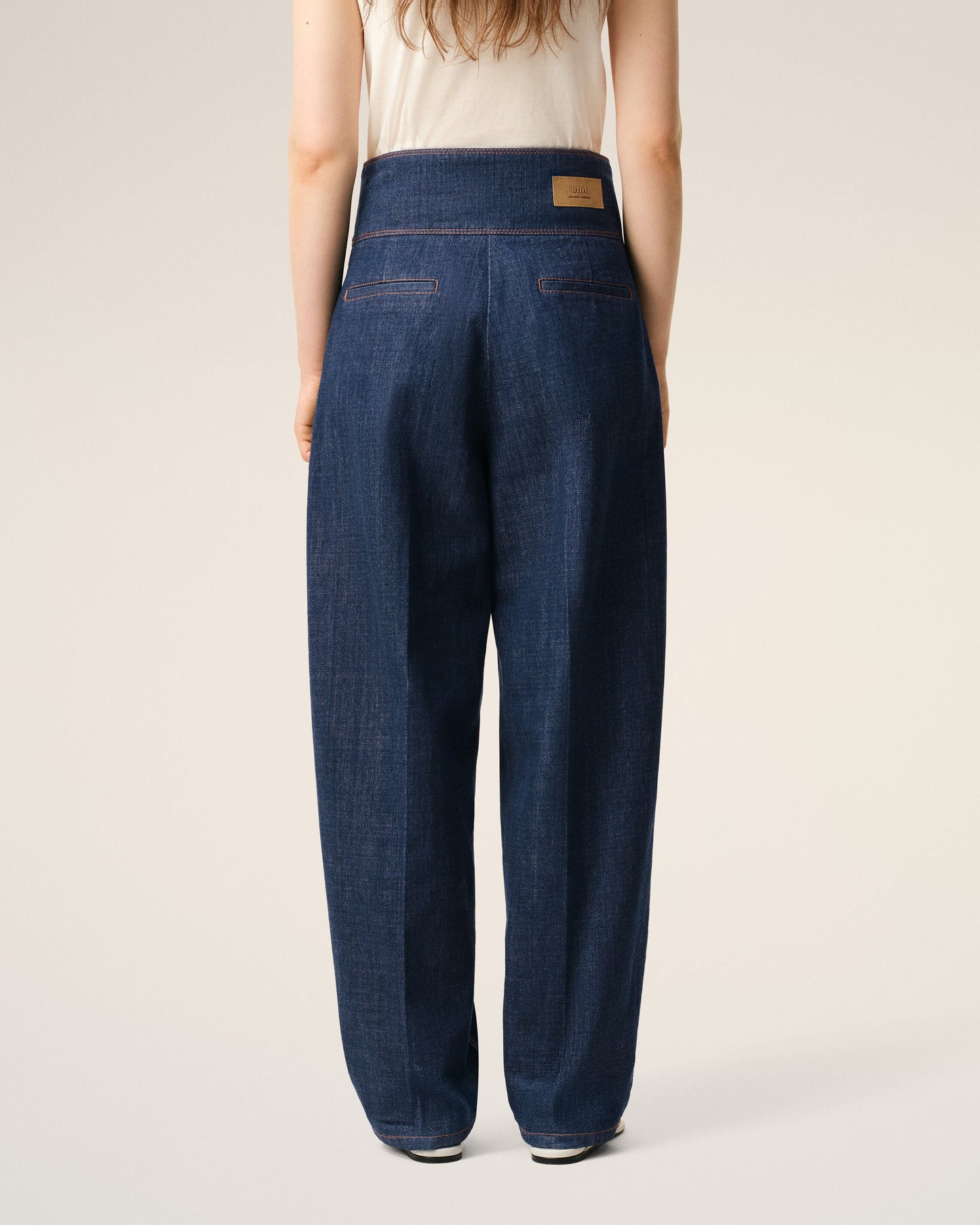 Jean Bleu A Ceinture Portefeuille en Coton