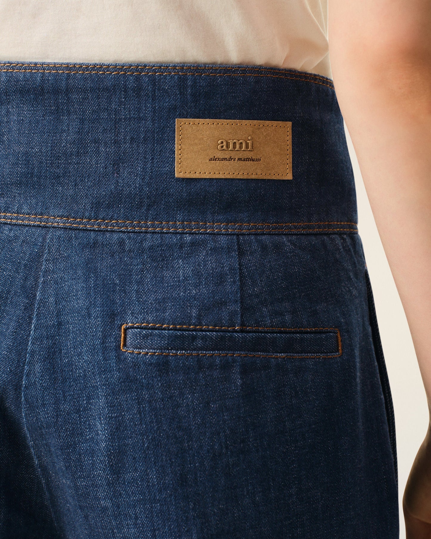 Jean Bleu A Ceinture Portefeuille en Coton