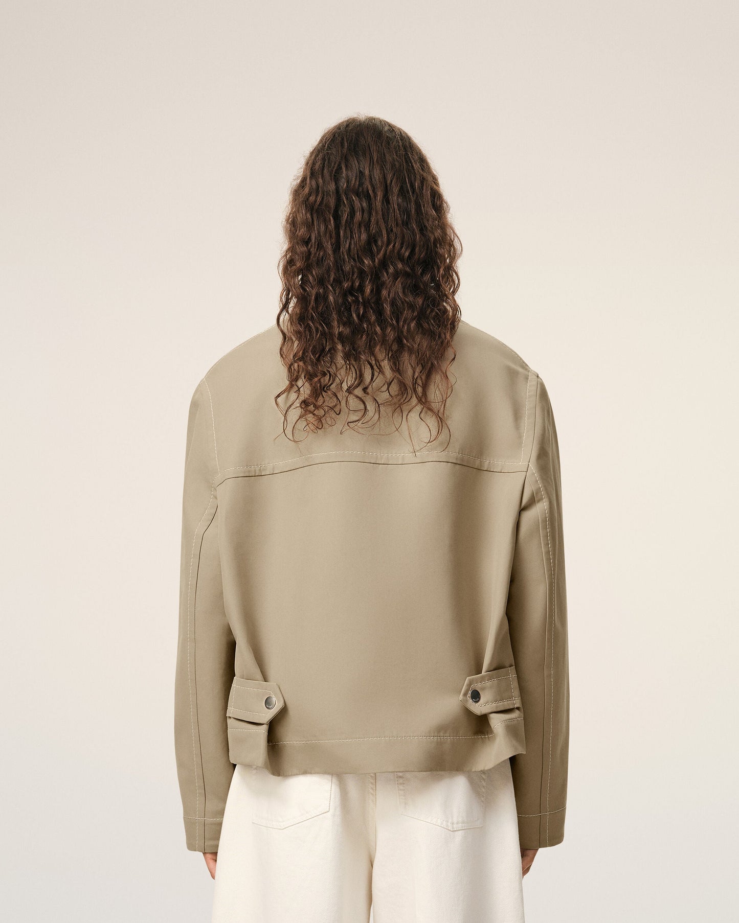 Veste Beige Zippée en Coton