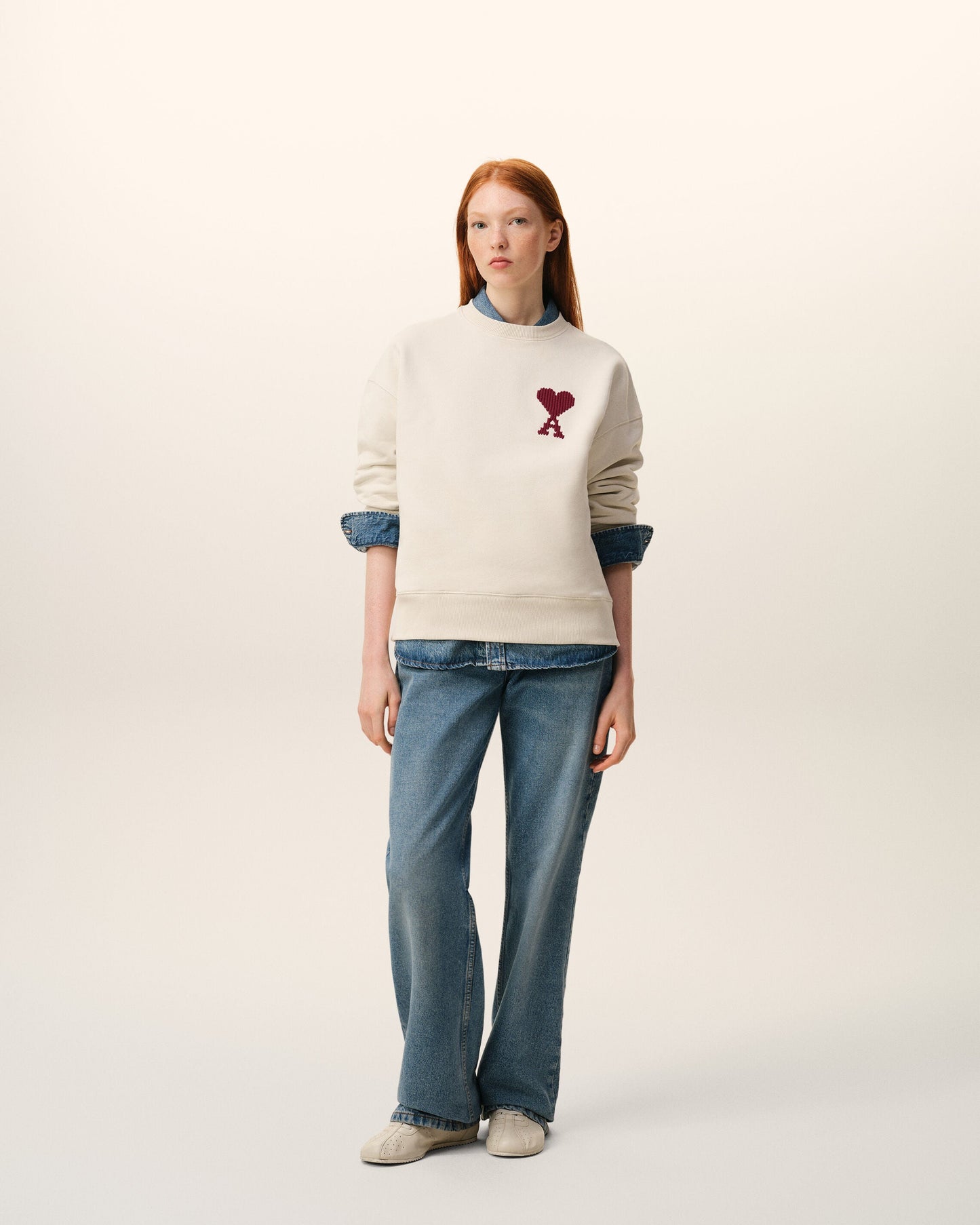 Sweatshirt Blanc Ami De Coeur en Coton