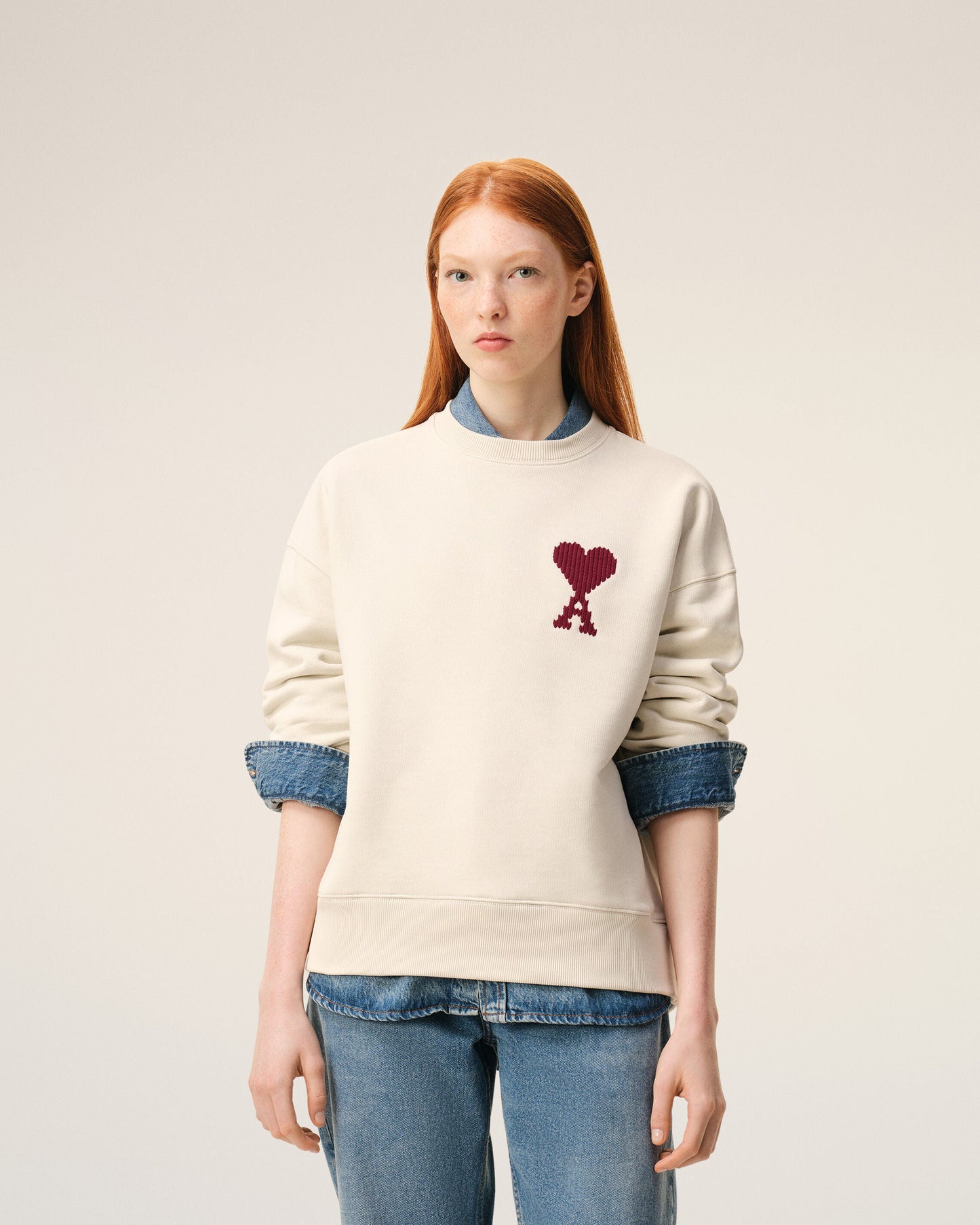 Sweatshirt Blanc Ami De Coeur en Coton